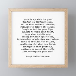 Ralph Waldo Emerson Quote, This Is My Wish For You, Motivational Quote, Framed Mini Art Print