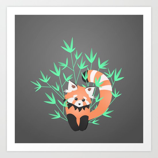 Baby Red Panda / Night Art Print
