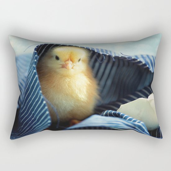 Sweet Chick under the blue towel Rectangular Pillow