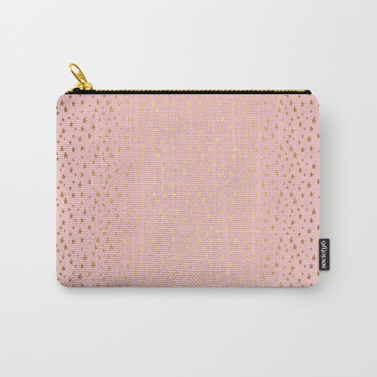 Gold and pink sparkling and shiny Stars pattern on #Society6 Carry-All Pouch