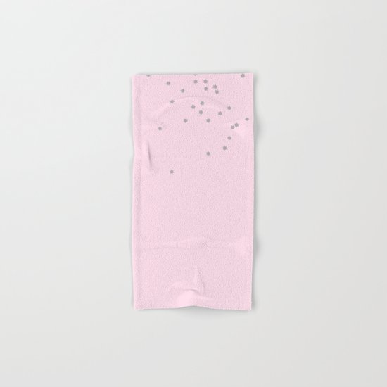 Little grey stars on pink backround Hand & Bath Towel