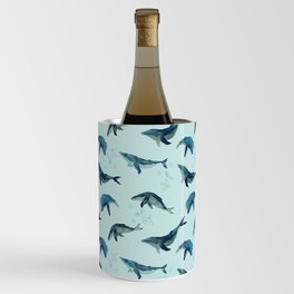 seamless pattern of whales in blue with gray colors Wine Chiller