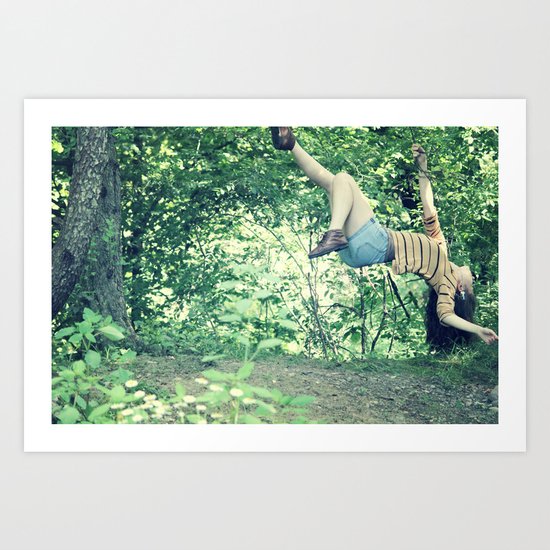 hanging on by a branch Art Print