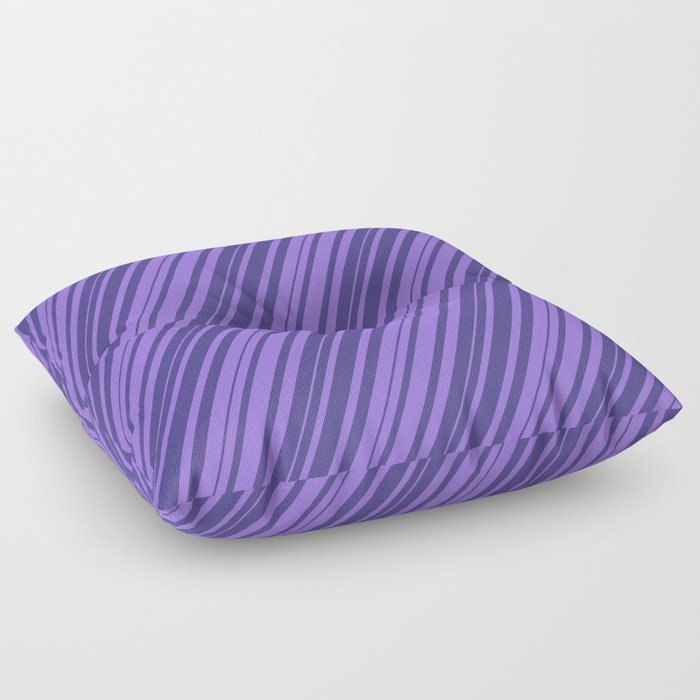 Purple and Dark Slate Blue Colored Striped Pattern Floor Pillow
