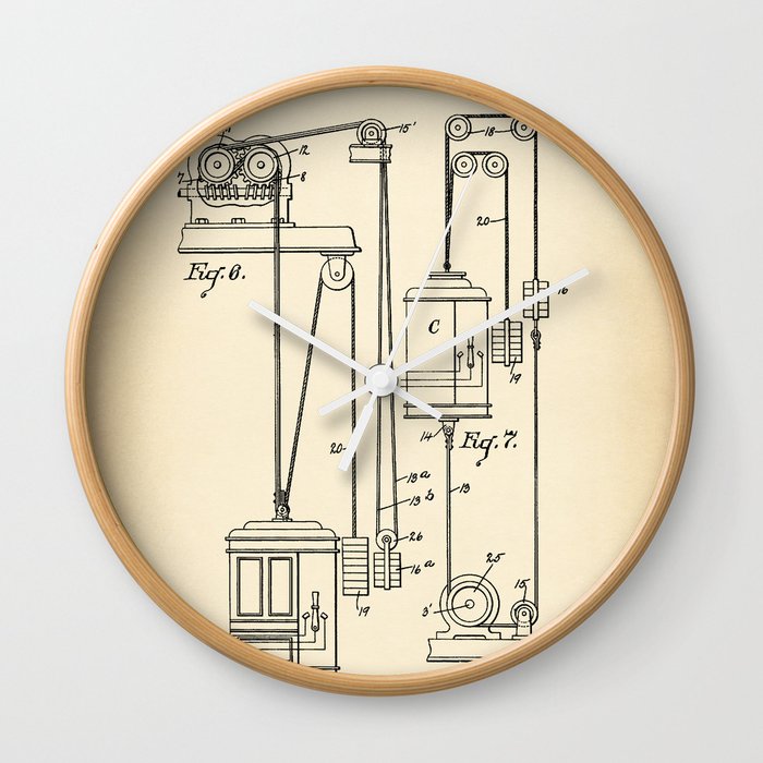 Elevator vintage patent Wall Clock