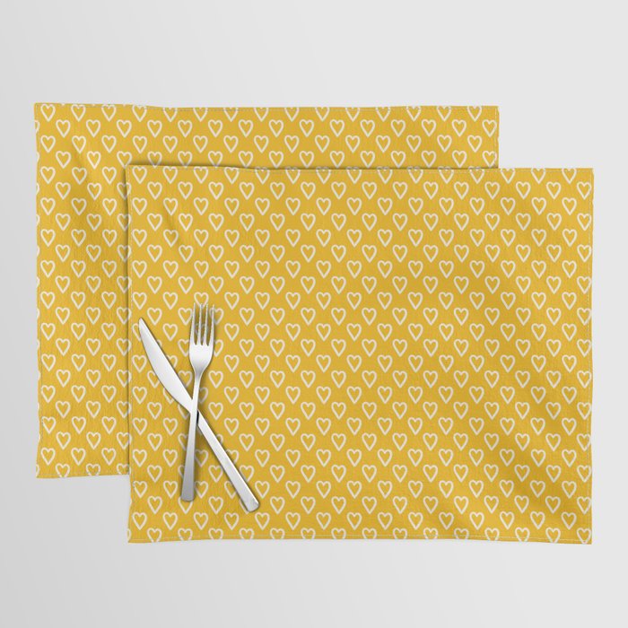 Yellow and white hearts for Valentines day Placemat