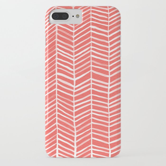 coral herringbone iphone case