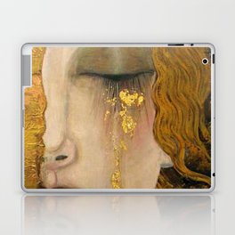Golden Tears (Freya's Heartache) portrait painting by Gustav Klimt Laptop Skin