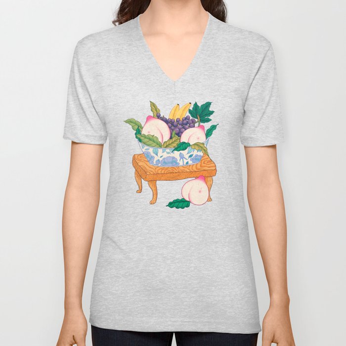 Minhwa: Fruits on the Paw Table A Type V Neck T Shirt
