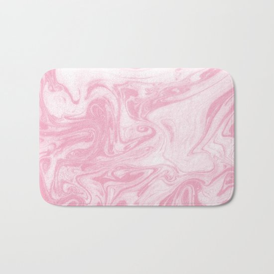 Chou - rose quartz marbled paper japanese paper marbling art print abstract ink painting swirl ocean Bath Mat