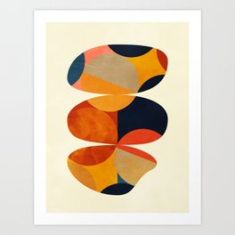 mid century geometric shapes autumn Art Print