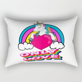 Cute Unicorn Holding A Red Heart – Valentine's Day Gift Rectangular Pillow