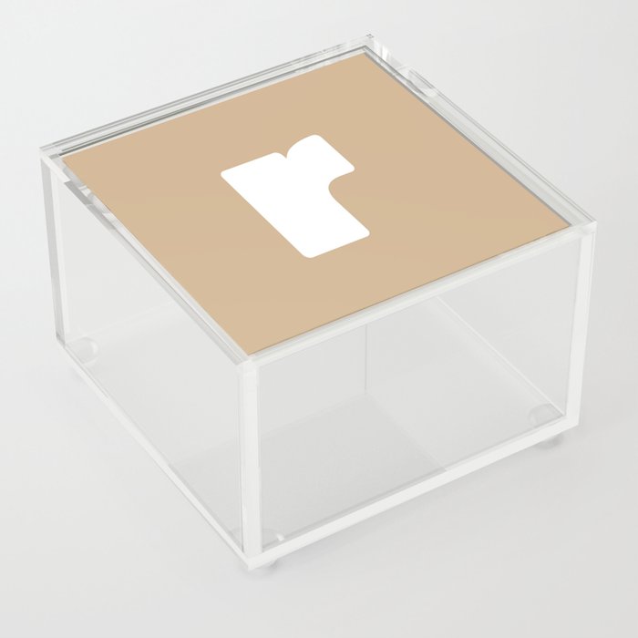 r (White & Tan Letter) Acrylic Box