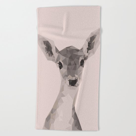 Little deer in pink Beach Towel