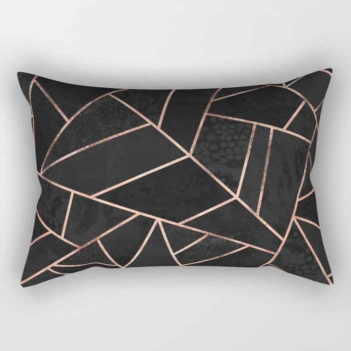 Velvet Black & Rose Gold Rectangular Pillow
