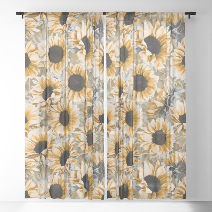 Dreamy Autumn Sunflowers Sheer Curtains & Drapes - 50
