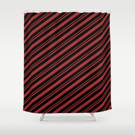 [ Thumbnail: Brown & Black Colored Lines Pattern Shower Curtain ]