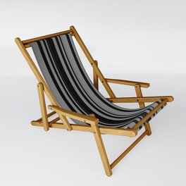 [ Thumbnail: Black & Grey Colored Stripes Pattern Sling Chair ]