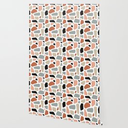 Abstract organic flat terrazzo shapes seamless pattern Wallpaper