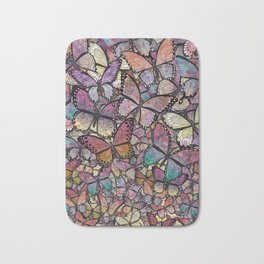 butterflies aflutter rosy pastels version Bath Mat | Rosepink, Beauty, Bugs, Patterns, Insects, Colorful, Yellow, Illustration, Black, Butterflies 
