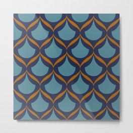 Moroccan Ogee Pattern 2.1 Blue Teal Orange Ribbon Metal Print