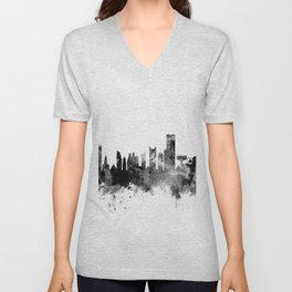 Boston Massachusetts Skyline V Neck T Shirt