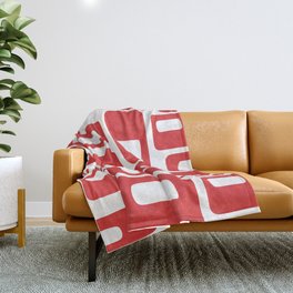 Mid Century Modern Retro Style Abstract Pattern 336 Mid Mod Red Throw Blanket