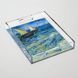 The Sea at Saintes-Maries, 1888 by Vincent van Gogh Acrylic Tray