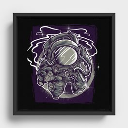 Cool Astronaut Illustration Framed Canvas