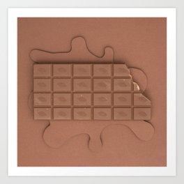 Chocolate Bar Art Print | Chocolate, Almonds, Milk, Brown, Color, Digital, Yummy, Bar, Photo, Sweet 