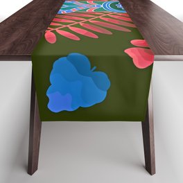 Tropical Totem And Leaves Landscape Table Runner