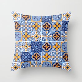 Azulejo pattern 10 Throw Pillow