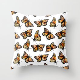 Watercolor Monarch Butterflies Throw Pillow