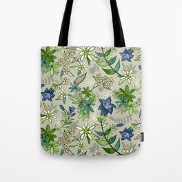 Alpine Flowers - Gentian, Edelweiss Tote Bag
