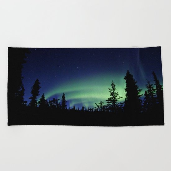 Aurora Borealis Landscape Beach Towel
