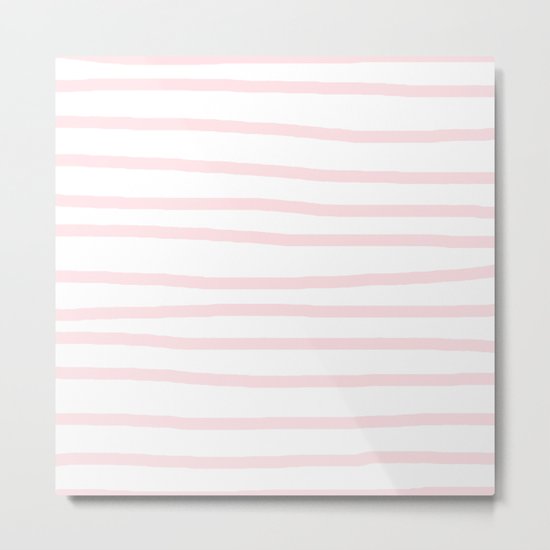Simply Drawn Stripes in Pink Flamingo Metal Print