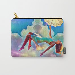 Blown Away Carry-All Pouch | Teal, Festivalwear, Graphicdesign, Pink, Umbrella, Festival, Fantasy, Ethereal, Digital, Trippy 