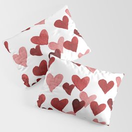 Valentine's Day Watercolor Hearts - red Pillow Sham