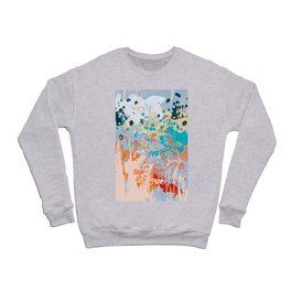 Abstract vintage background with multi-colored paints stains on a canvas texture.  Crewneck Sweatshirt