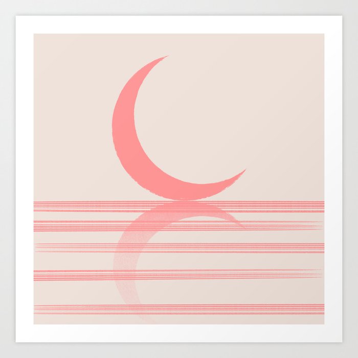 Abstraction pattern 29p pink ocean moon Art Print