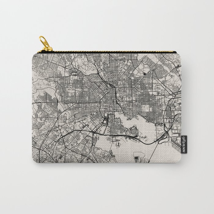USA, Baltimore Black & White City Map Carry-All Pouch