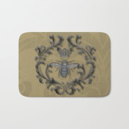 French Bee with Gold Damask Background Bath Mat