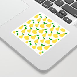 Yellow pear seamless pattern. Bright fruits design with hand drawn doodle dots Sticker