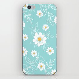 Floral pattern with small and large white flowers iPhone Skin