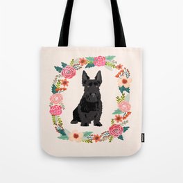 scottie dog breed floral wreath pet portrait dog gifts Tote Bag