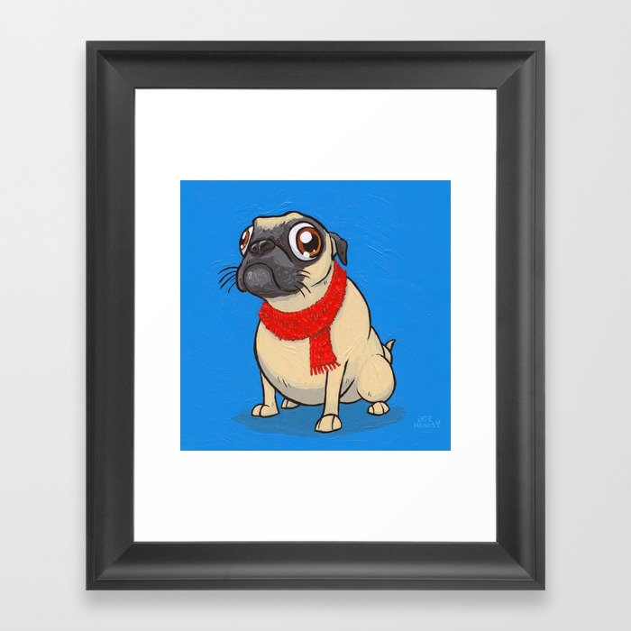 Pug with a scarf Framed Art Print