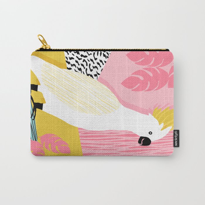 FeelFree - memphis throwback retro bird tropical nature animal parrot cockatoo 1980s 80s pop art Carry-All Pouch