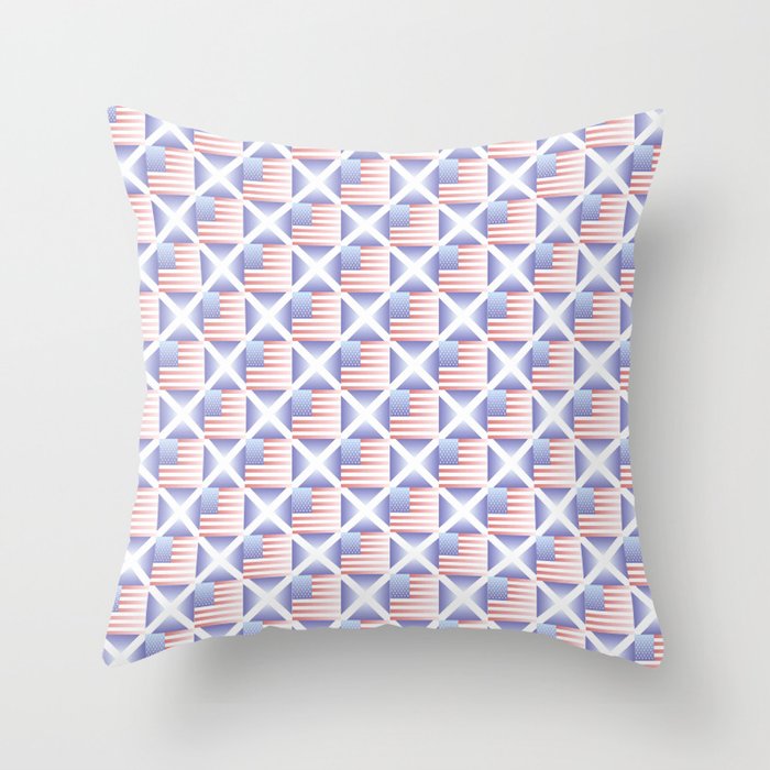 Mix of flag  : usa and scotland 2 with color gradient Throw Pillow