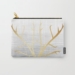 368 6 Gold Antlers on White and Gray Carry-All Pouch