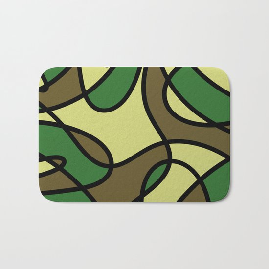 Camo Curves - Abstract, camouflage coloured pattern Bath Mat